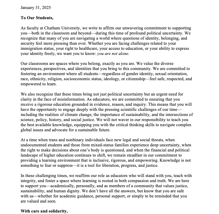 Open Letter to Our&nbsp;Students